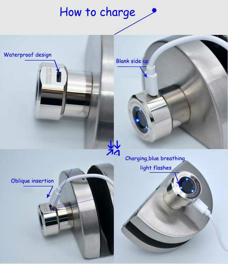 Electric Stainless Steel Sercurity Fingerprint Glass Door Smart Lock Handle