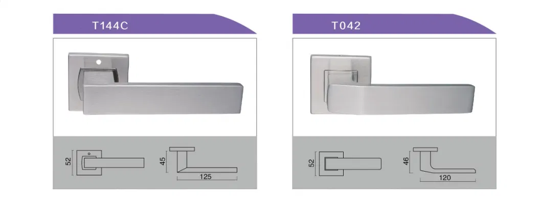 Modern Simple Design Stainless Steel Cast Square Lever Door Handle Interior Door Handle Lock Set for Wood Door