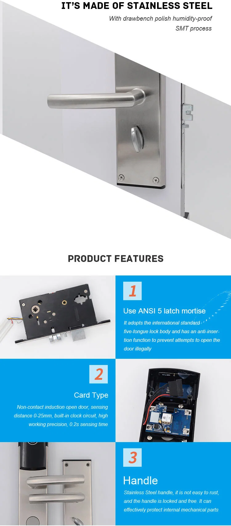 E105 China Factory Smart Electric Hotel Room Door Access Control Reader Lock