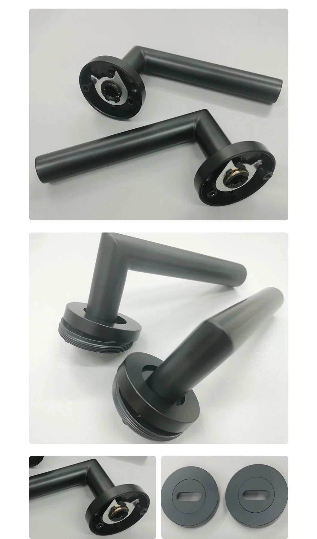 Simple Black Door Lever Handle Stainless Steel Zinc Alloy Design Wooden Main Door Handle