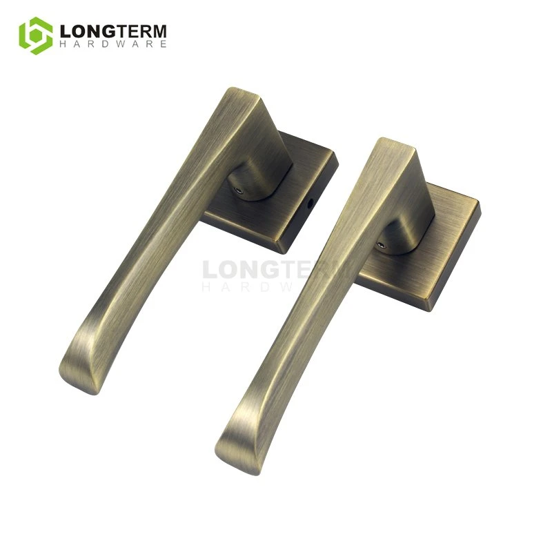 Zamak Square Rosette Mortise Levers Modern Design Interior Door Handles for Bedroom