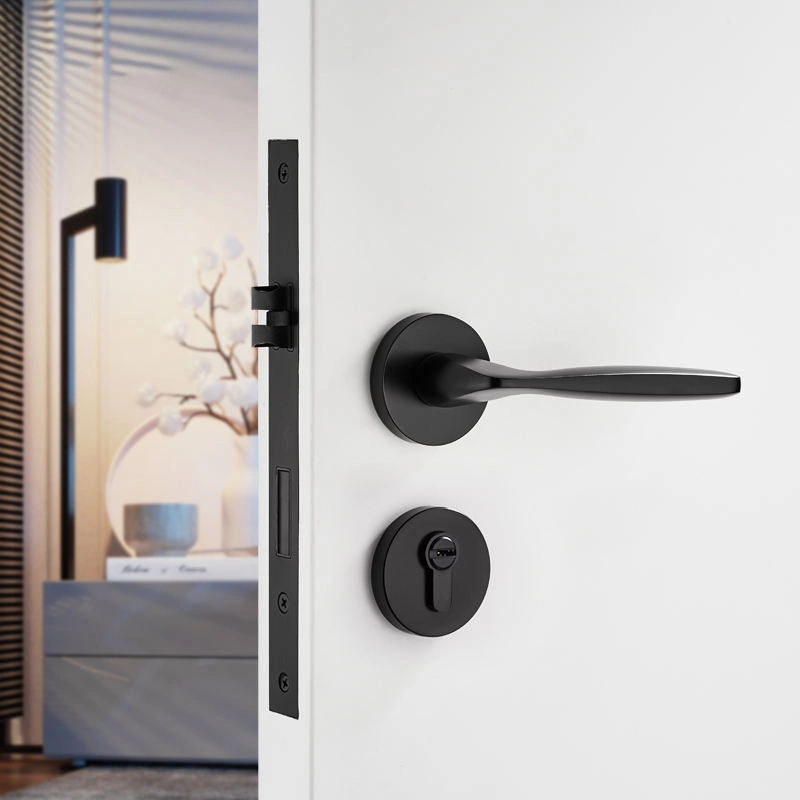 Koppalive Brass Bedroom Dummy Door Handles Lock Interior Room Black Privacy Door Lever Handle