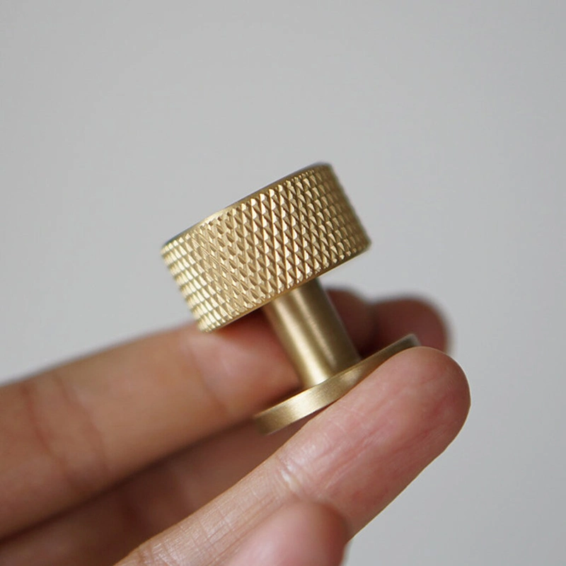 Knurled Solid Brass Knob for Furniture Kitchen Cabinet Wardrobe Cupboard Door Drawer