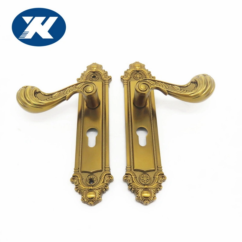 Antique Golden Design Zinc Alloy Handle Lock on Plate Security Door Lock OEM Vintage Style Villa Apartment