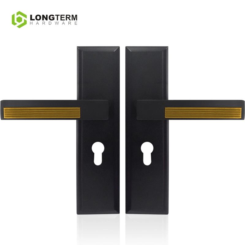 Zinc Alloy Knurled Door Plate Lock Handles Set Luxury Modern Front Door Pull Handle Wood Door Lever Lock Handle for Home