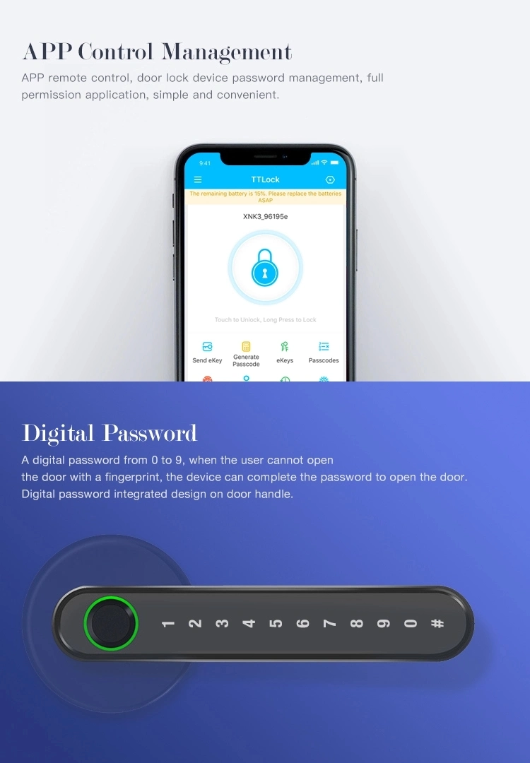 Smart Electronic Lock Fingerprint Door Handle Digital Keyless Lock