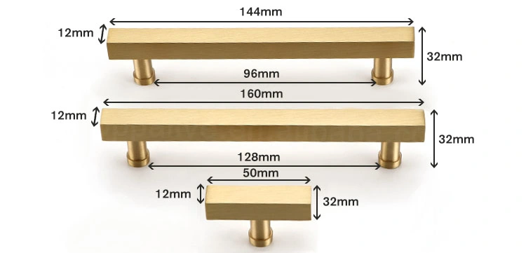 Koppalive Square Drawer Pull Gold Furniture Cabinet Handles Brass Kitchen Door Handle and Knob