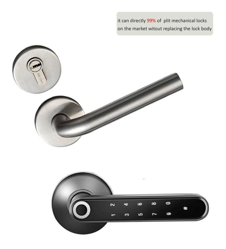 60-70mm Adjustable Latch Fingerprint Password Tuya Bluetooth Key Unlock Wooden Door Smart Lock