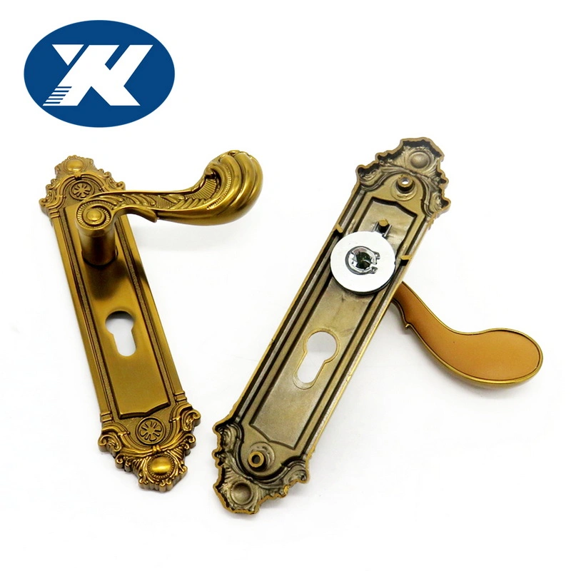 Antique Golden Design Zinc Alloy Handle Lock on Plate Security Door Lock OEM Vintage Style Villa Apartment