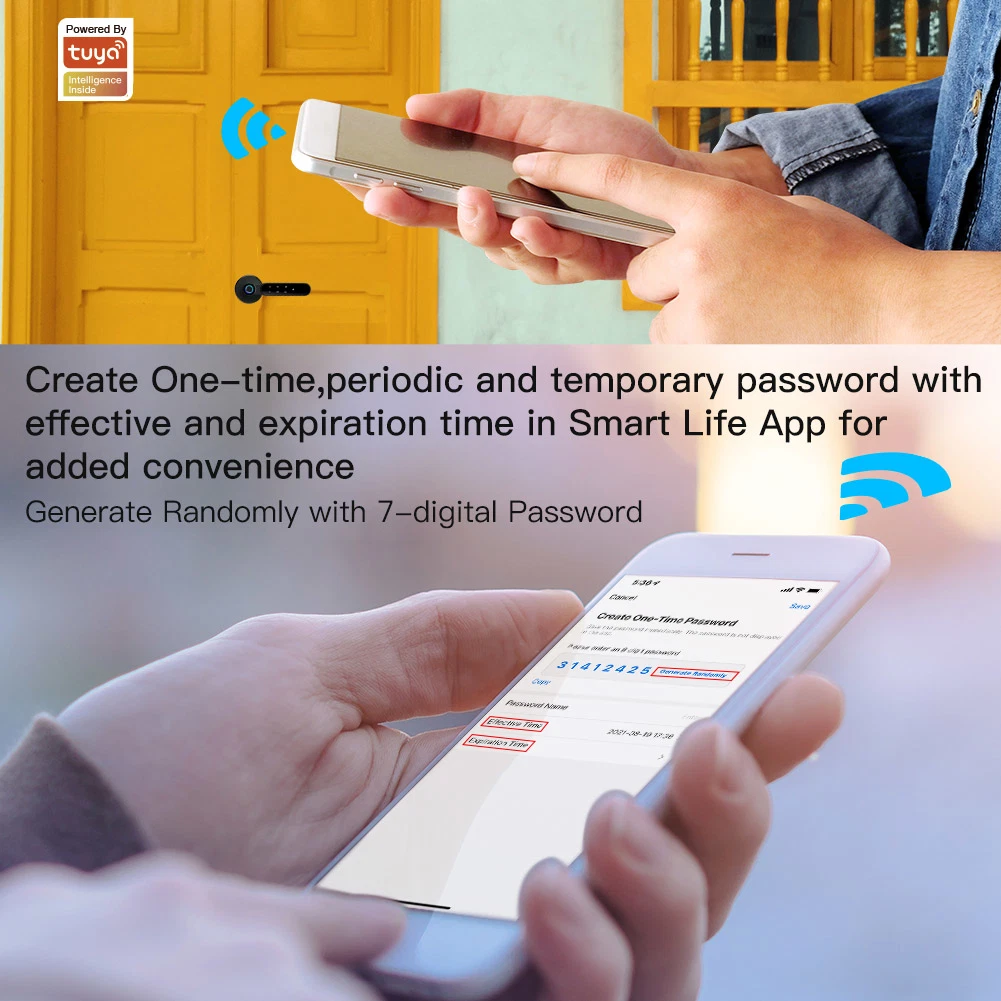 Tuya Blue Tooth Door Lock Unlock Fingerprint, Password, Key, APP RFID Security Appartment, Office, Hotel Smart Home Automation