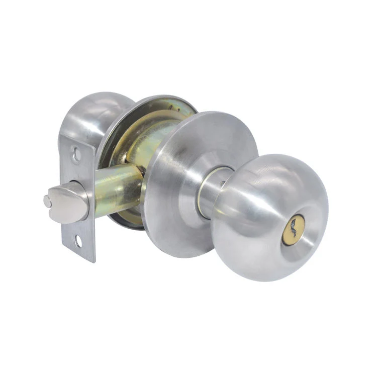 Ball Style Door Knob with Privacy Key for Bedroom and Bath, Satin Nickel