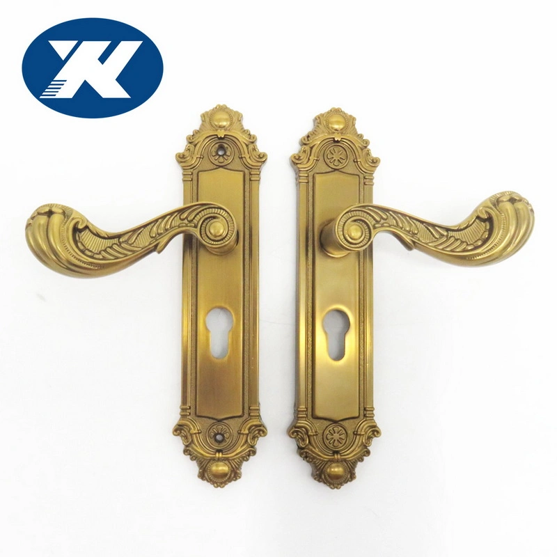 Antique Golden Design Zinc Alloy Handle Lock on Plate Security Door Lock OEM Vintage Style Villa Apartment