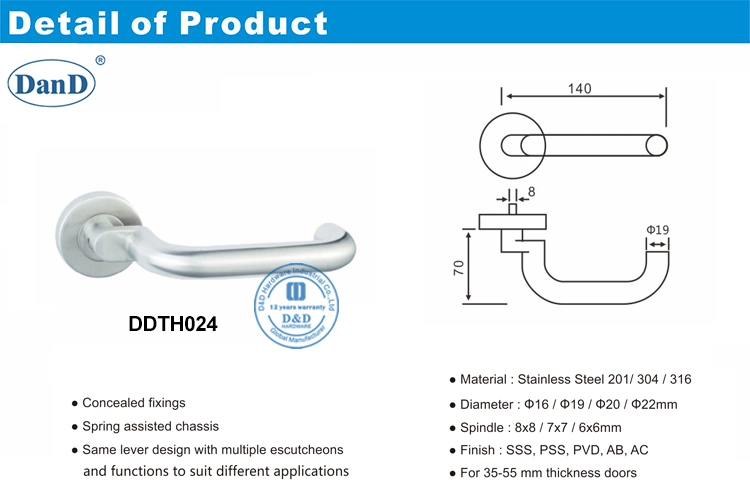 Commercial Building Composite Door Hardware U Shape Lever Handle Set