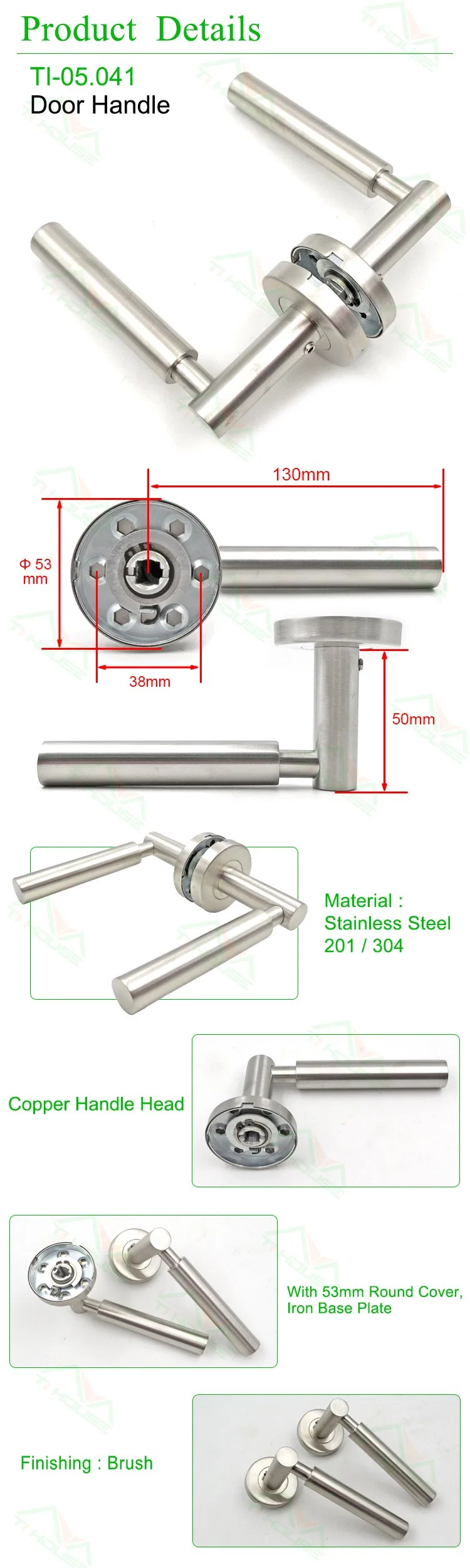 Smart Type European Best Selling Casting Stainless Steel Door Lever Handle