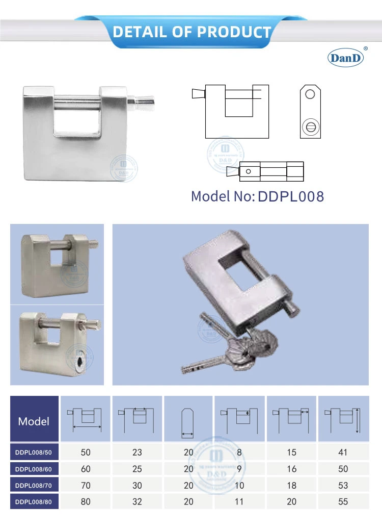 Garage Door Weatherproof Key Padlock with Double Locking Mechanism