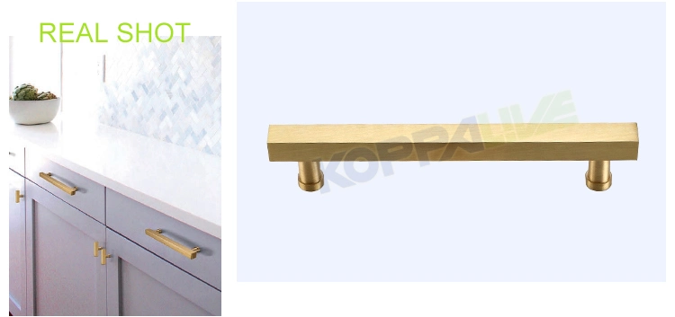 Koppalive Square Drawer Pull Gold Furniture Cabinet Handles Brass Kitchen Door Handle and Knob