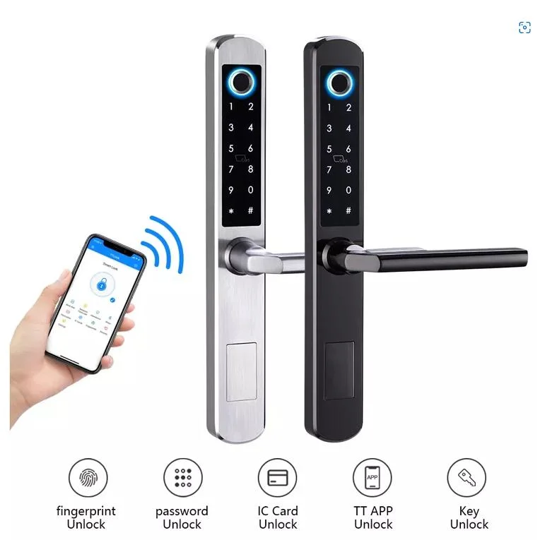 Fingerprint Smart Door Lock Keyless Entry, Keypad Door Lock with Handle, Weatherproof Digital Electronic Door Lock Security