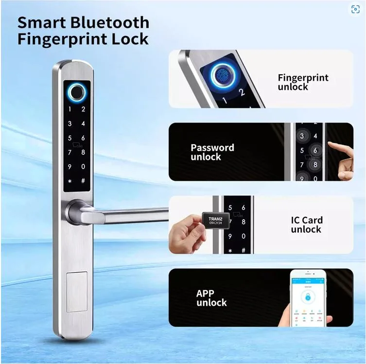 Fingerprint Smart Door Lock Keyless Entry, Keypad Door Lock with Handle, Weatherproof Digital Electronic Door Lock Security