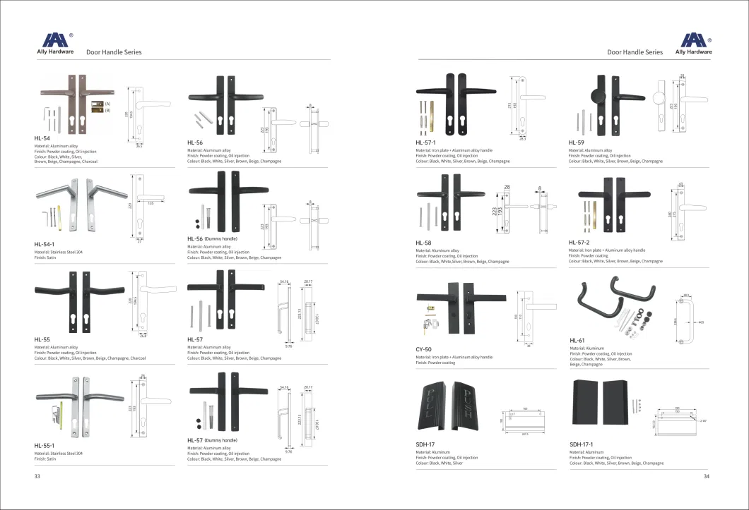 Alloy Hardware Manufacturer Closet Wood Lever UPVC Interior Black Aluminum Door Handle