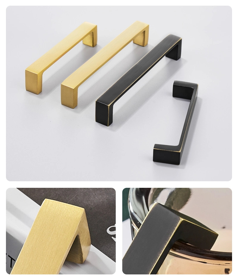 Koppalive Contracted Rectangle Kitchen Cabinet Door Handles Gold Furniture Brass Pull Handle