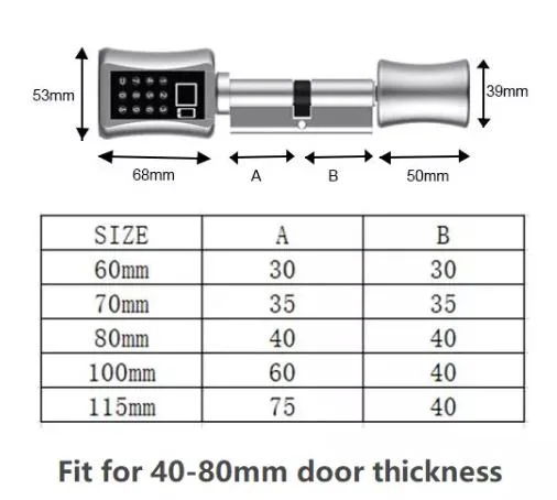 Tuya APP Fingerprint Password Cylinder Smart Fingerprint Cylinder Digital Door Lock