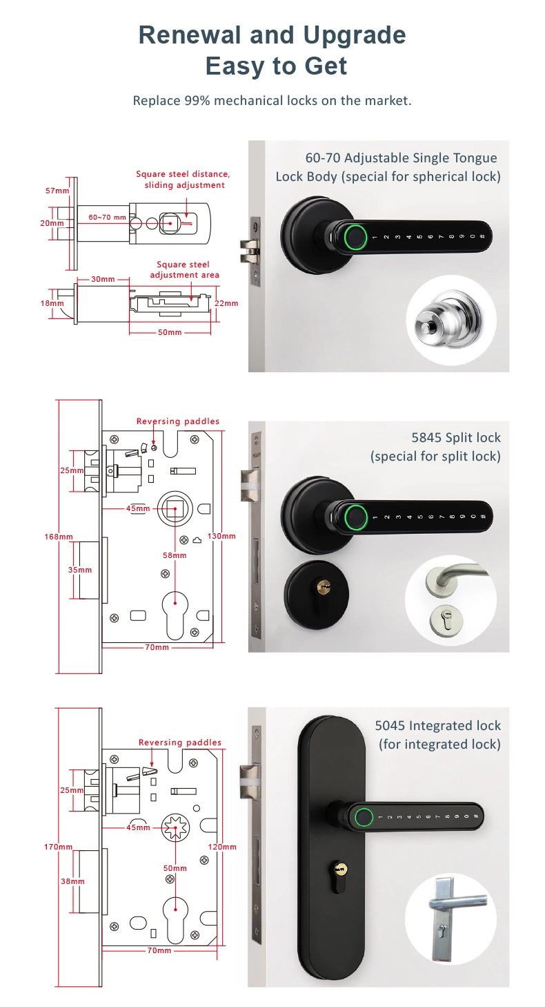 Smart Electronic Lock Fingerprint Door Handle Digital Keyless Lock