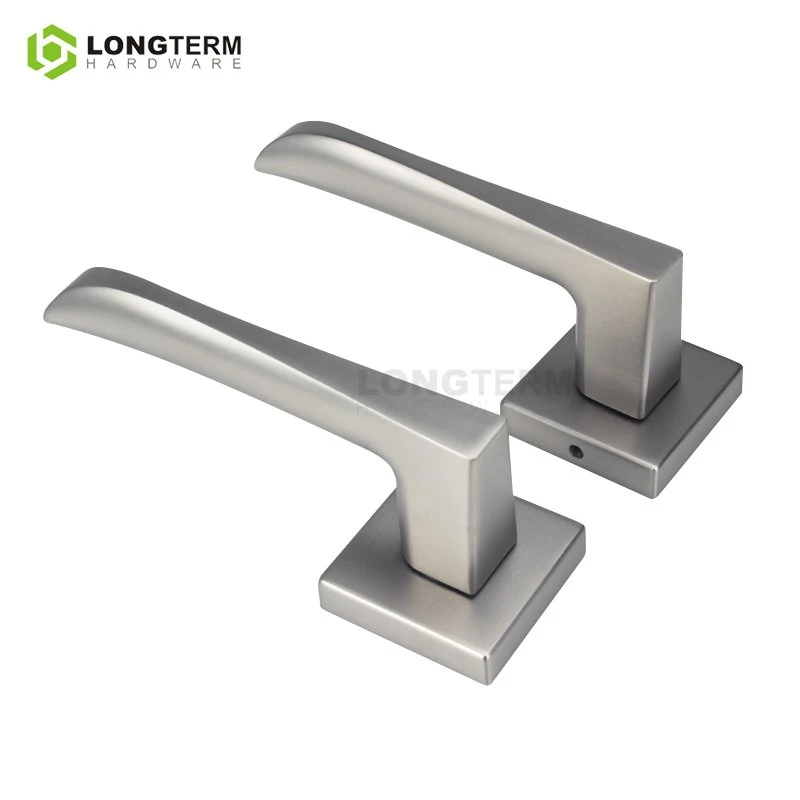 Zamak Square Rosette Mortise Levers Modern Design Interior Door Handles for Bedroom