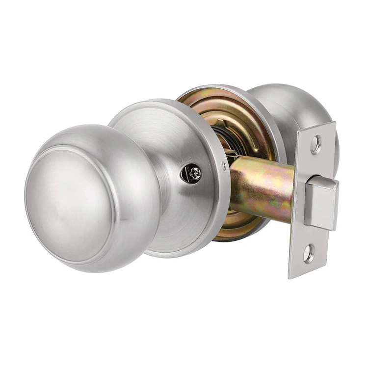 Passage Door Knob with Removable Latch Plate Keyless Interior Door Lock in Solid Stainless Steel for Hallway and Closet, No Locking, Standard Round Ball Handle