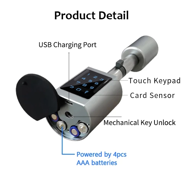 New Arrival Ttlock APP Bluetooth Electronic Door Cylinder Lock with Digital Keypad