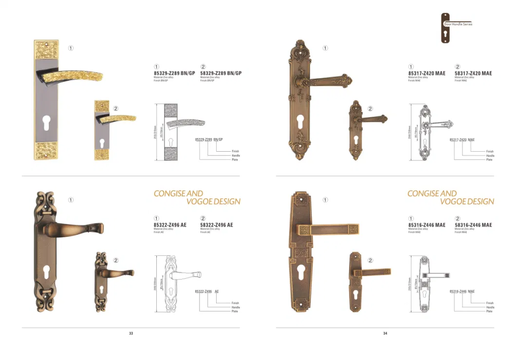 Modern Mortice Zinc Alloy Door Lock Handle