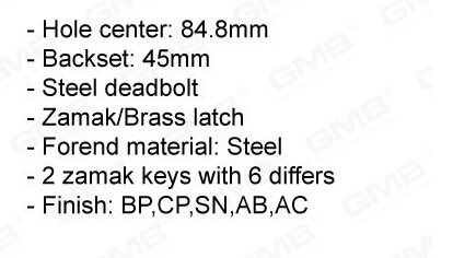 High Security Mortise Door Lock with 3 Round Dead Bolts (6010BK)