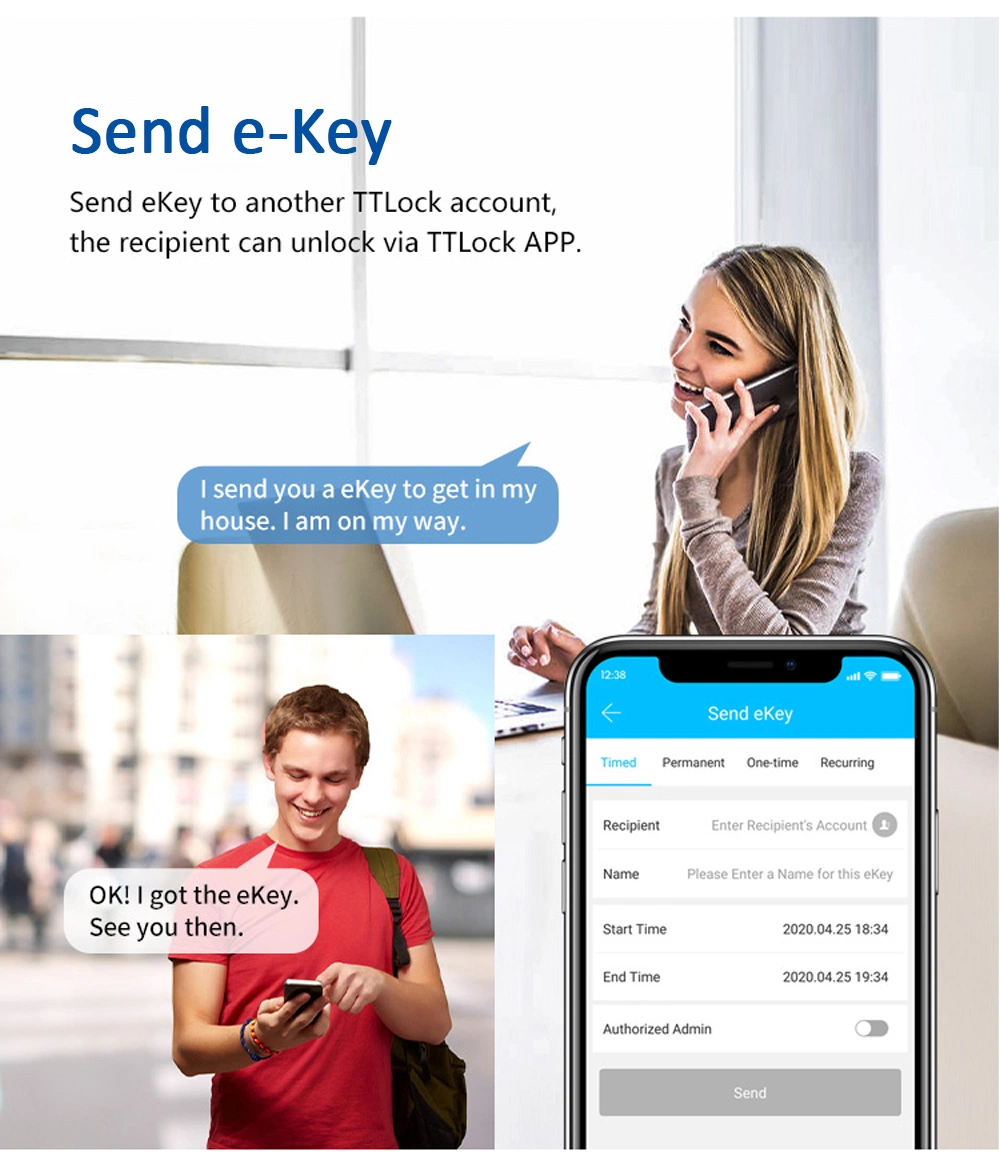 Rental House Keyles Electronic Bedroom Door Lock with Ttlock APP Management