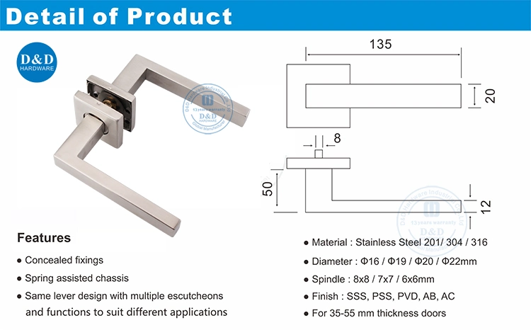 High Quality Stainless Steel Door Lever Handle Sets for Indoor Door