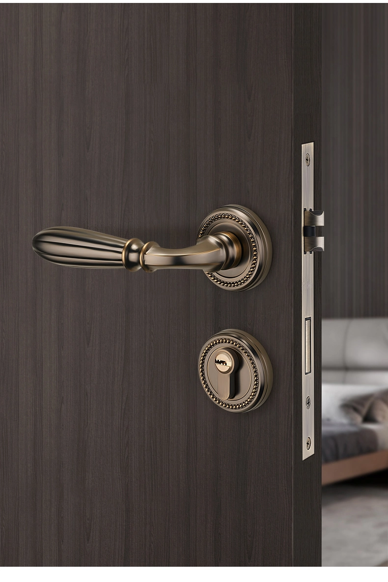 Wholesale Vintage Style Bedroom Zinc Alloy Round Door Handle Interior Wooden Door Room Door Lock Set