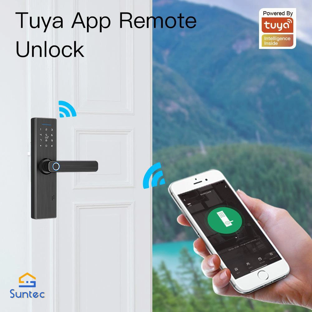 Smart Fingerprint Touch Intelligent Handle Office Tuya APP Waterproof Combination Door Lock