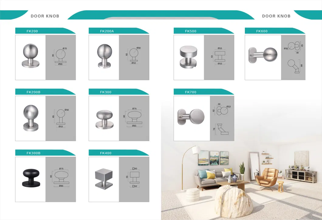 Stainless Steel Passage Round Front Door Handle Knob