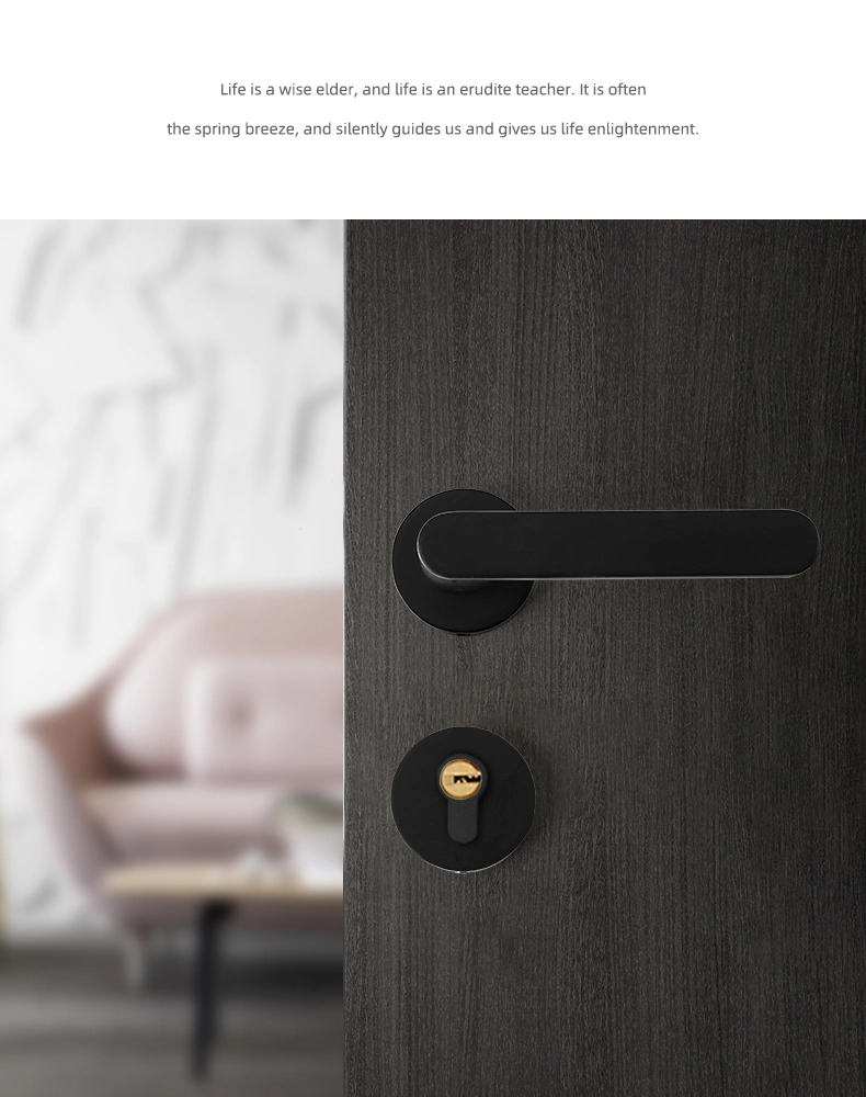 Minimalist Nordic Style Zinc Alloy Indoor Bedroom Universal Door Lock Set with Key Home Lever Door Handle