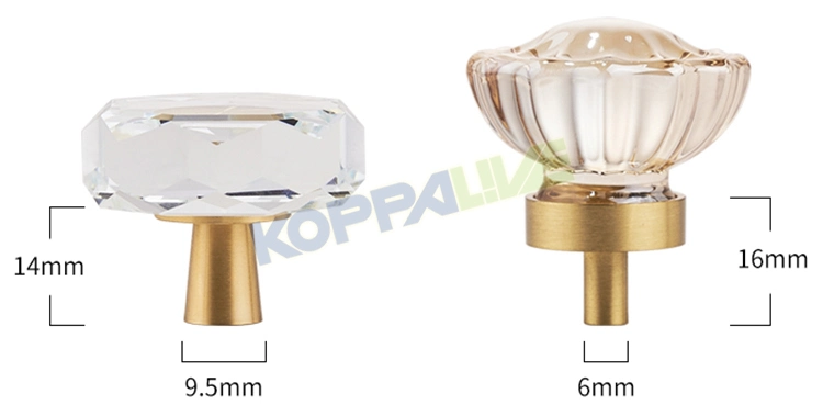 Luxury Solid Brass Champagne Crystal Bathroom Glass Door Handle Cabinet Drawer Knob