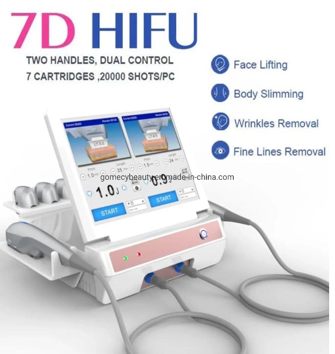 2023 Newest Two Handles 7 Cartridges Hifu Skin Tightening Face Lifting Dual Handle for Beauty SPA Beauty Salon