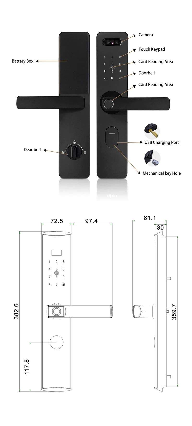 3D Face Recognition Fingerprint Open Smart Door Lock