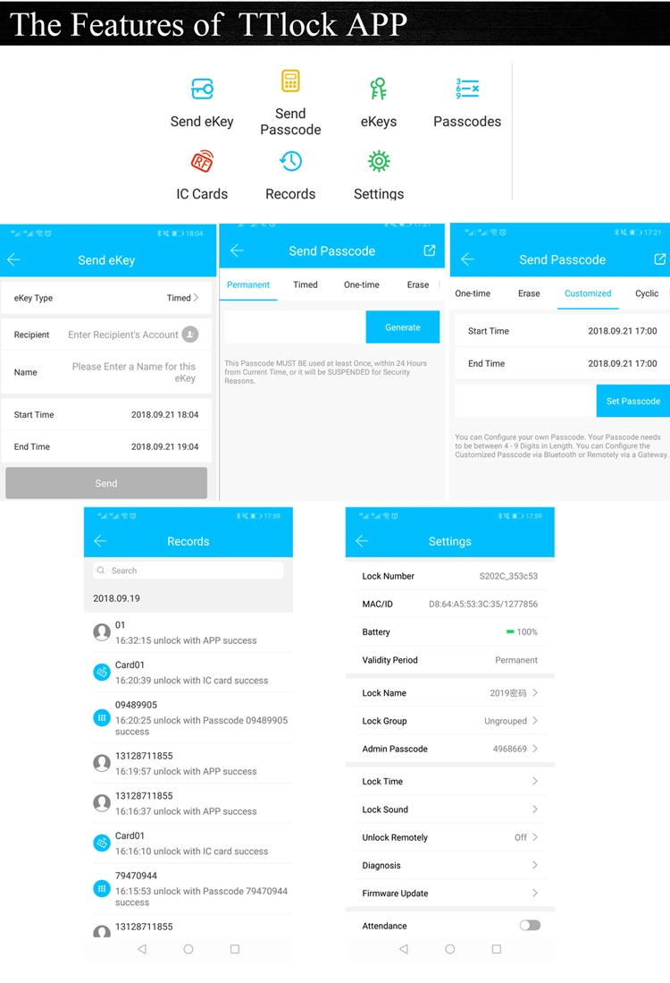 New Arrival Ttlock APP Bluetooth Electronic Door Cylinder Lock with Digital Keypad