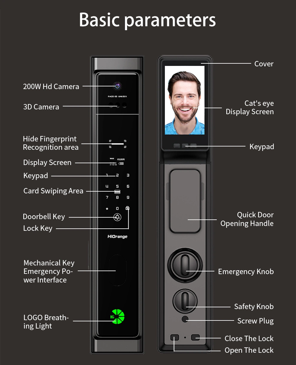 China Factory Tuya Electronic Digital Automatic 3D Face Finger Print Door Lock