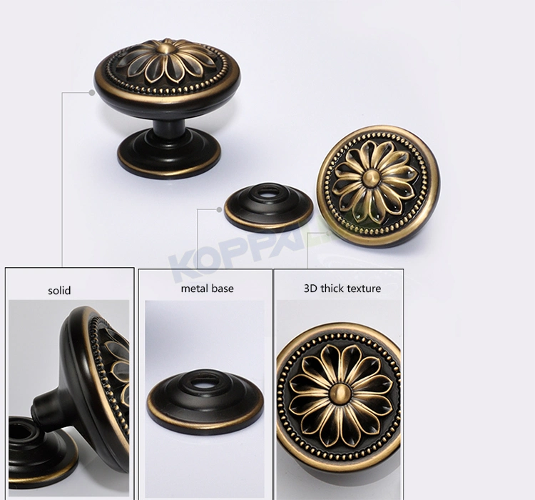 Nordic Antique Brass Furniture Cabinet Door Knobs Vintage Flower Drawer Small Knob