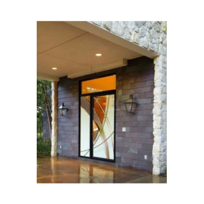 Puerta de entrada exterior con vidrio templado