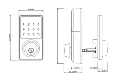 Teclado digital Contraseña Bluetooth WiFi Puerta de seguridad con empuñadura inteligente electrónica Bloqueo (D324T)