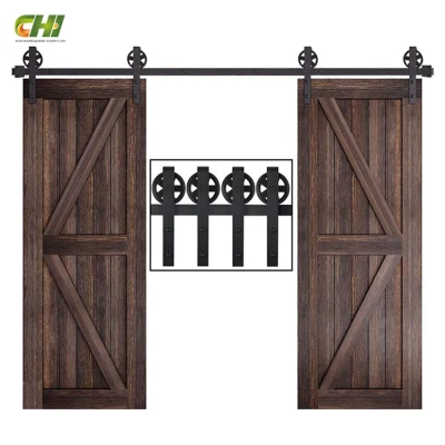 Acero inoxidable 78-5/8&quot; negro mate No Show moderno clásico negro Slidig Tsq04 Hardware de la puerta de granero para deslizarse Woo