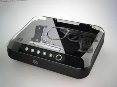 Caja fuerte de pistola con cerradura biométrica de la huella dactilar, caja fuerte portátil resistente de la pistola, caja de seguridad de la pistola de acceso rápido inteligente