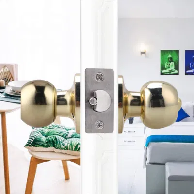 Balón redondo de acero inoxidable juego de la perilla de puerta de la puerta con llave de oro de hardware para el cuarto de baño