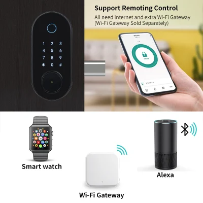Cerradura de puerta de huella dactilar inteligente, cerradura de puerta de entrada sin llave con mango reversible, teclado de pantalla táctil digital 6 en 1