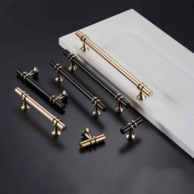 Armario armario de estilo americano, el cajón de aleación de aluminio muebles manejar el hardware de oro negro de empuñadura de puerta de la palanca